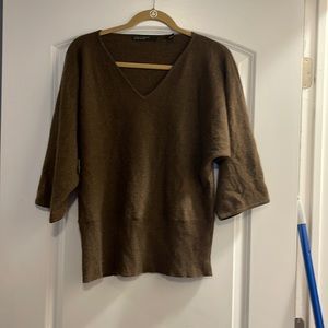 Lord & Taylor Brown V-Neck Sweater